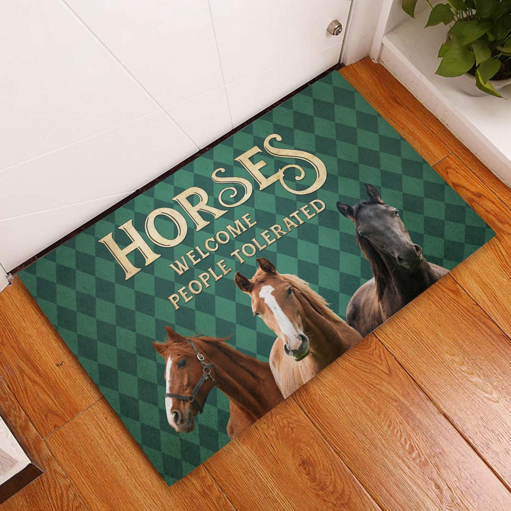 Farm House Door Mat, Horse Welcome People Tolerated Doormat, Custom Welcome Mats