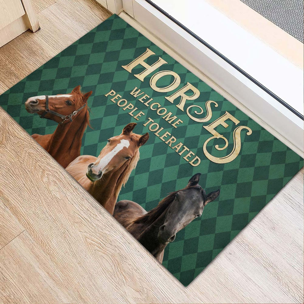 Farm House Door Mat, Horse Welcome People Tolerated Doormat, Custom Welcome Mats