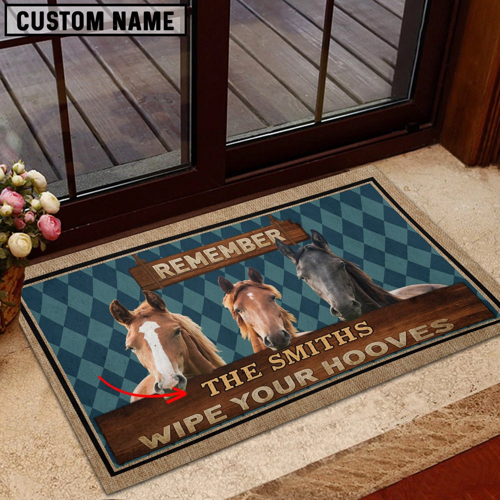 Farm House Door Mat, Horse Wipe Your Hooves Custom Name Doormat, Custom Welcome Mats