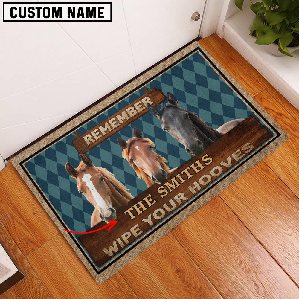 Farm House Door Mat, Horse Wipe Your Hooves Custom Name Doormat, Custom Welcome Mats