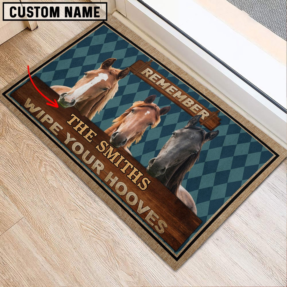 Farm House Door Mat, Horse Wipe Your Hooves Custom Name Doormat, Custom Welcome Mats