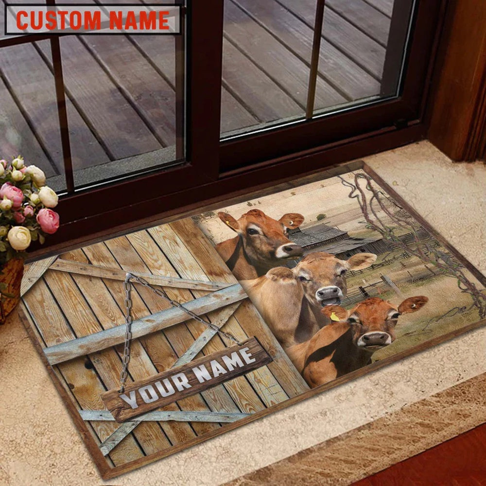 Farm House Door Mat, Jersey Barn Custom Name Doormat, Custom Welcome Mats