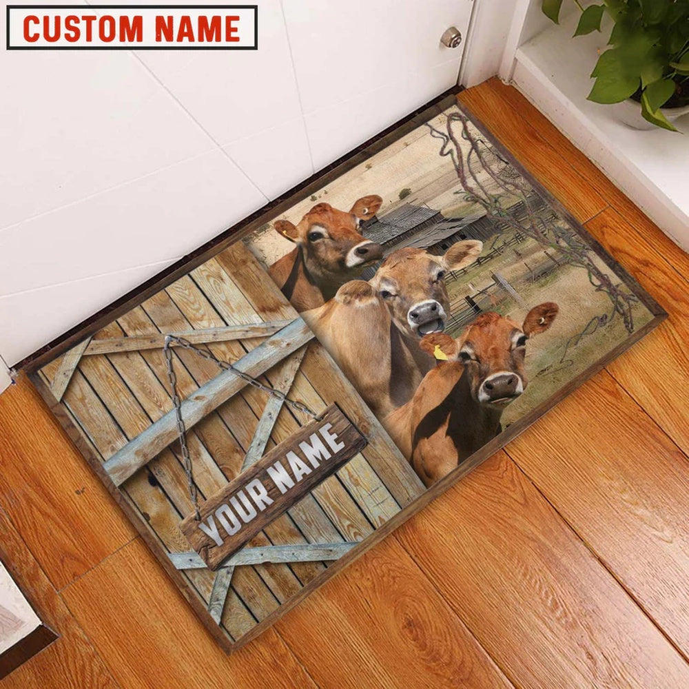 Farm House Door Mat, Jersey Barn Custom Name Doormat, Custom Welcome Mats