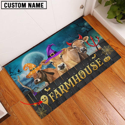 Farm House Door Mat, Jersey Farmhouse Halloween Custom Name Doormat, Custom Welcome Mats