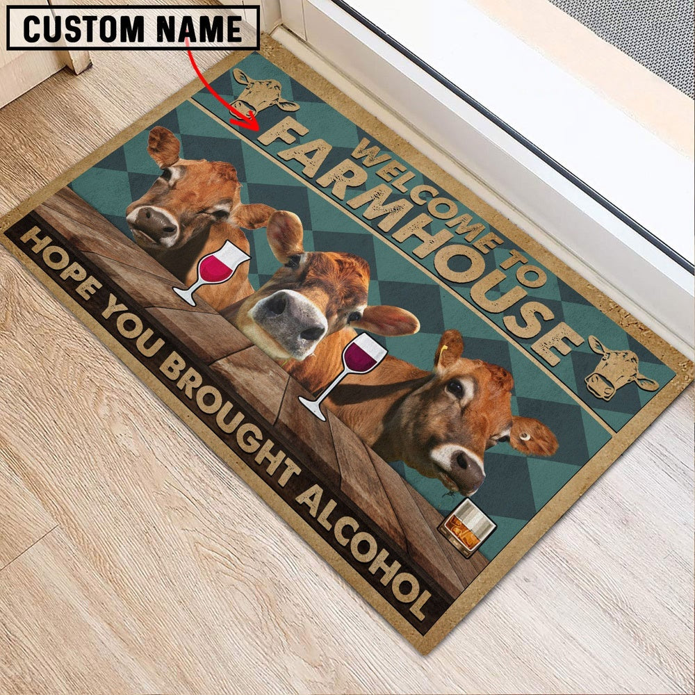 Farm House Door Mat, Jersey Hope You Bought Alcohol Custom Name Doormat, Custom Welcome Mats