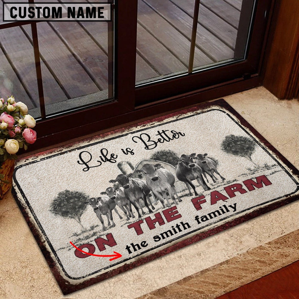 Farm House Door Mat, Jersey Life is Better Custom Name Doormat, Custom Welcome Mats