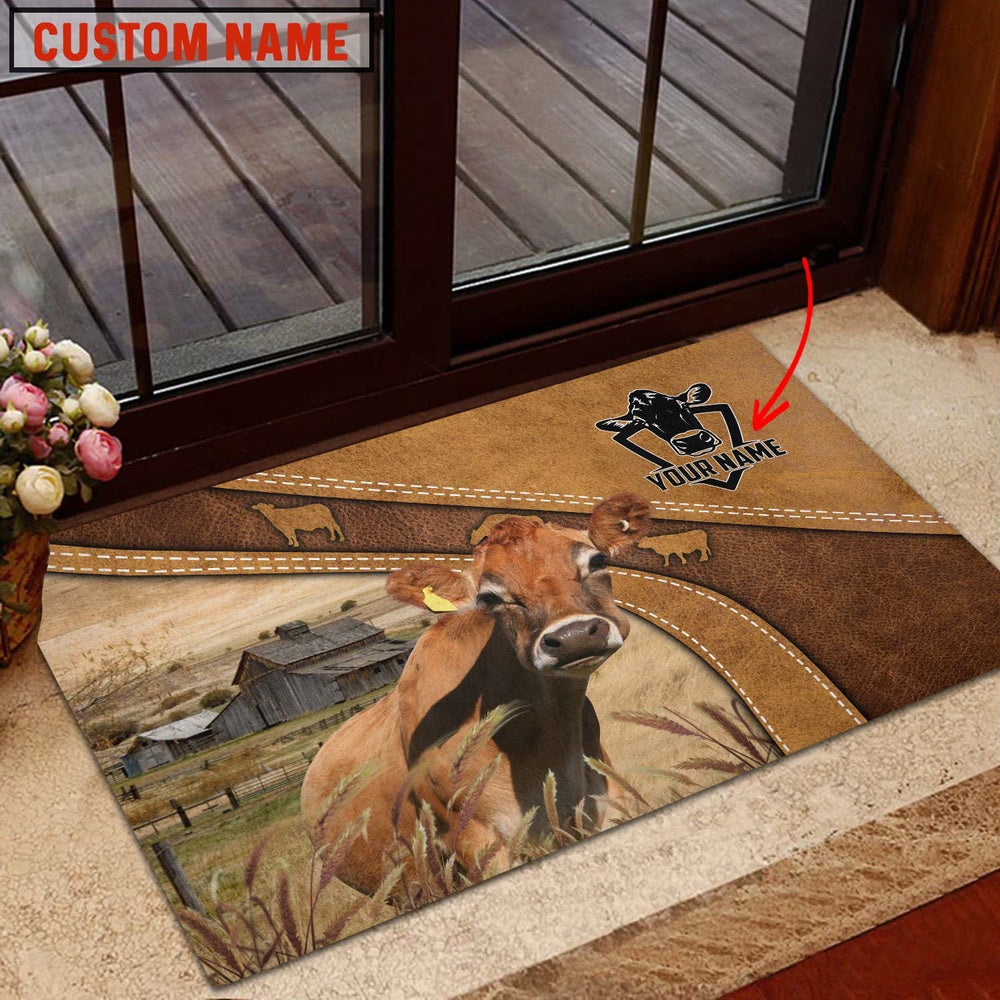 Farm House Door Mat, Jersey Personalized Welcome Doormat, Custom Welcome Mats