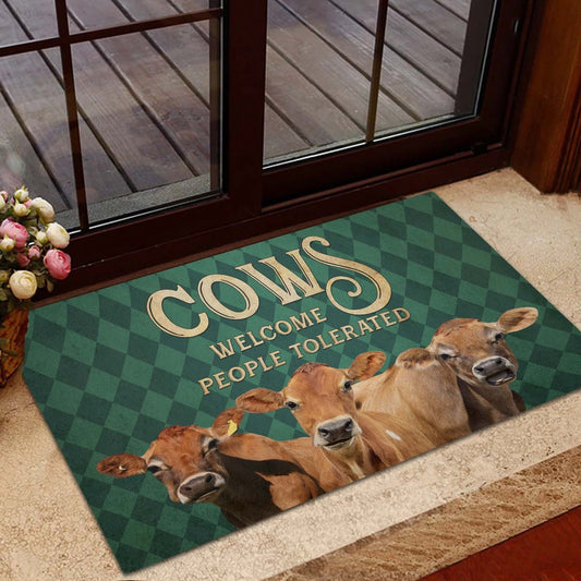 Farm House Door Mat, Jersey Welcome People Tolerated Doormat, Custom Welcome Mats