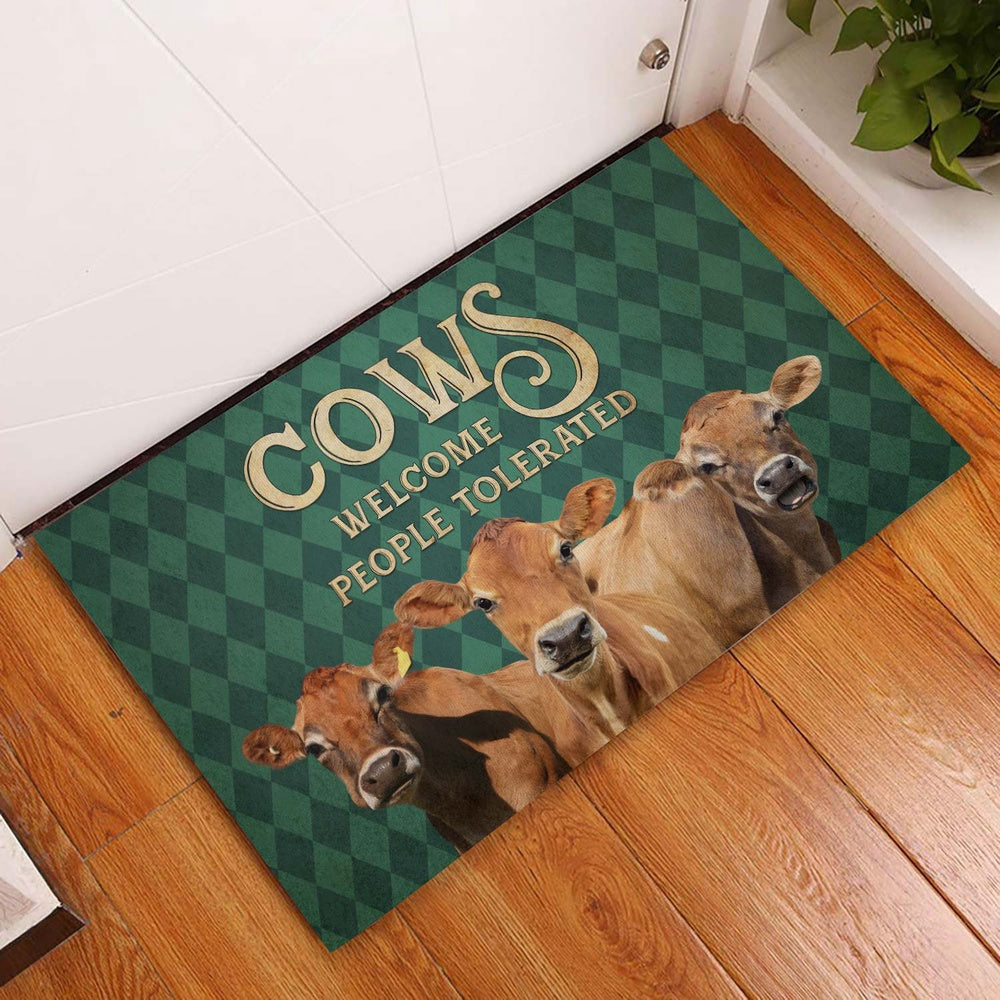 Farm House Door Mat, Jersey Welcome People Tolerated Doormat, Custom Welcome Mats