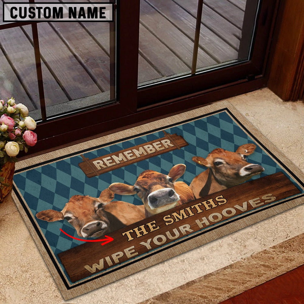 Farm House Door Mat, Jersey Wipe Your Hooves Custom Name Doormat, Custom Welcome Mats