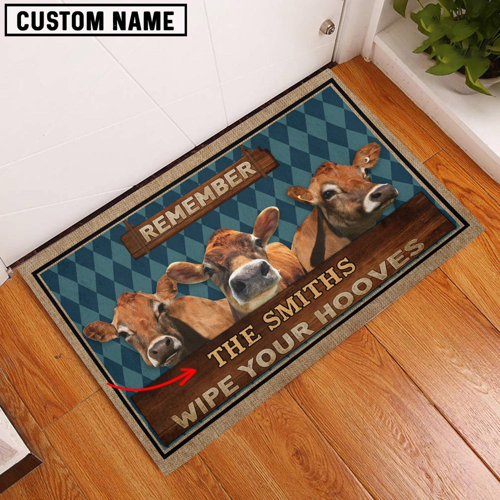 Farm House Door Mat, Jersey Wipe Your Hooves Custom Name Doormat, Custom Welcome Mats