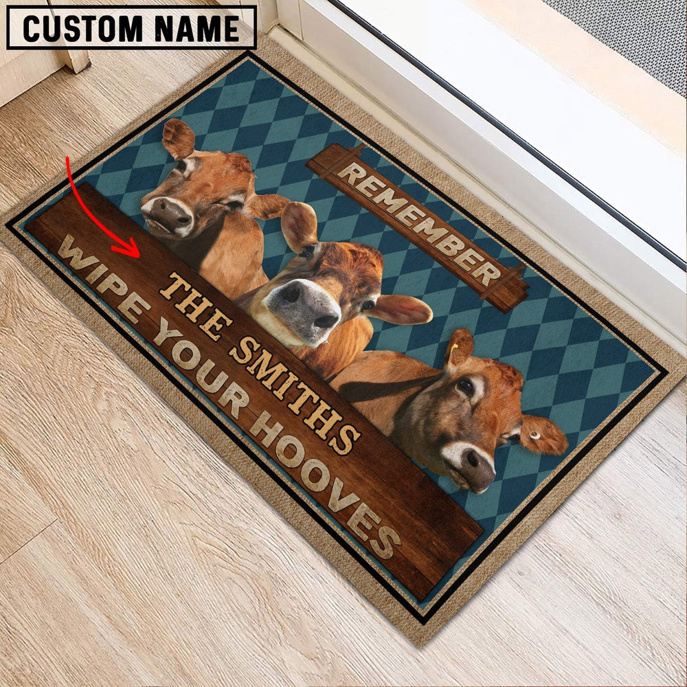 Farm House Door Mat, Jersey Wipe Your Hooves Custom Name Doormat, Custom Welcome Mats