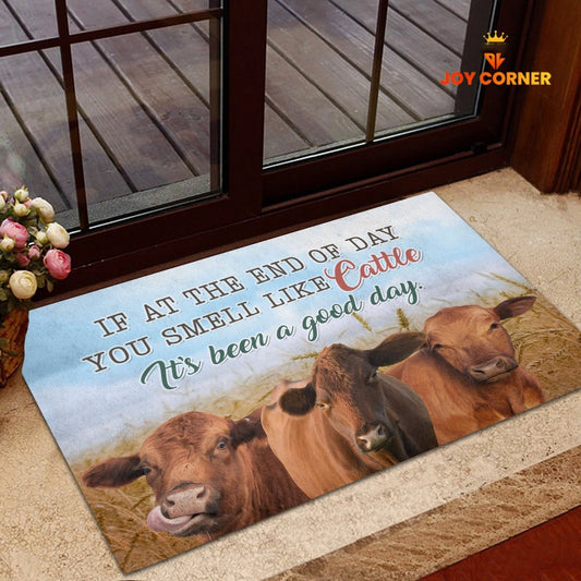 Farm House Door Mat, Limousin Cattle Lover Good Day Doormat, Custom Welcome Mats