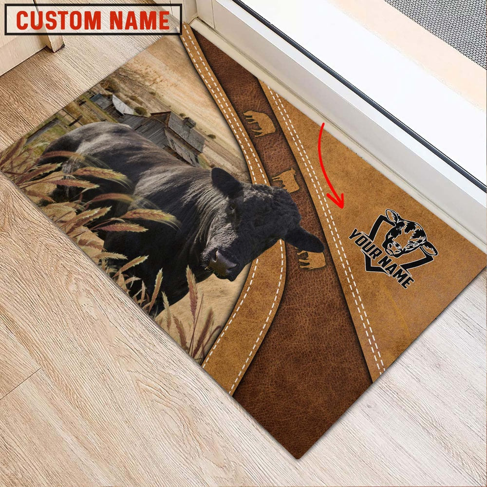 Farm House Door Mat, Lowline Personalized Welcome Brown Doormat, Custom Welcome Mats