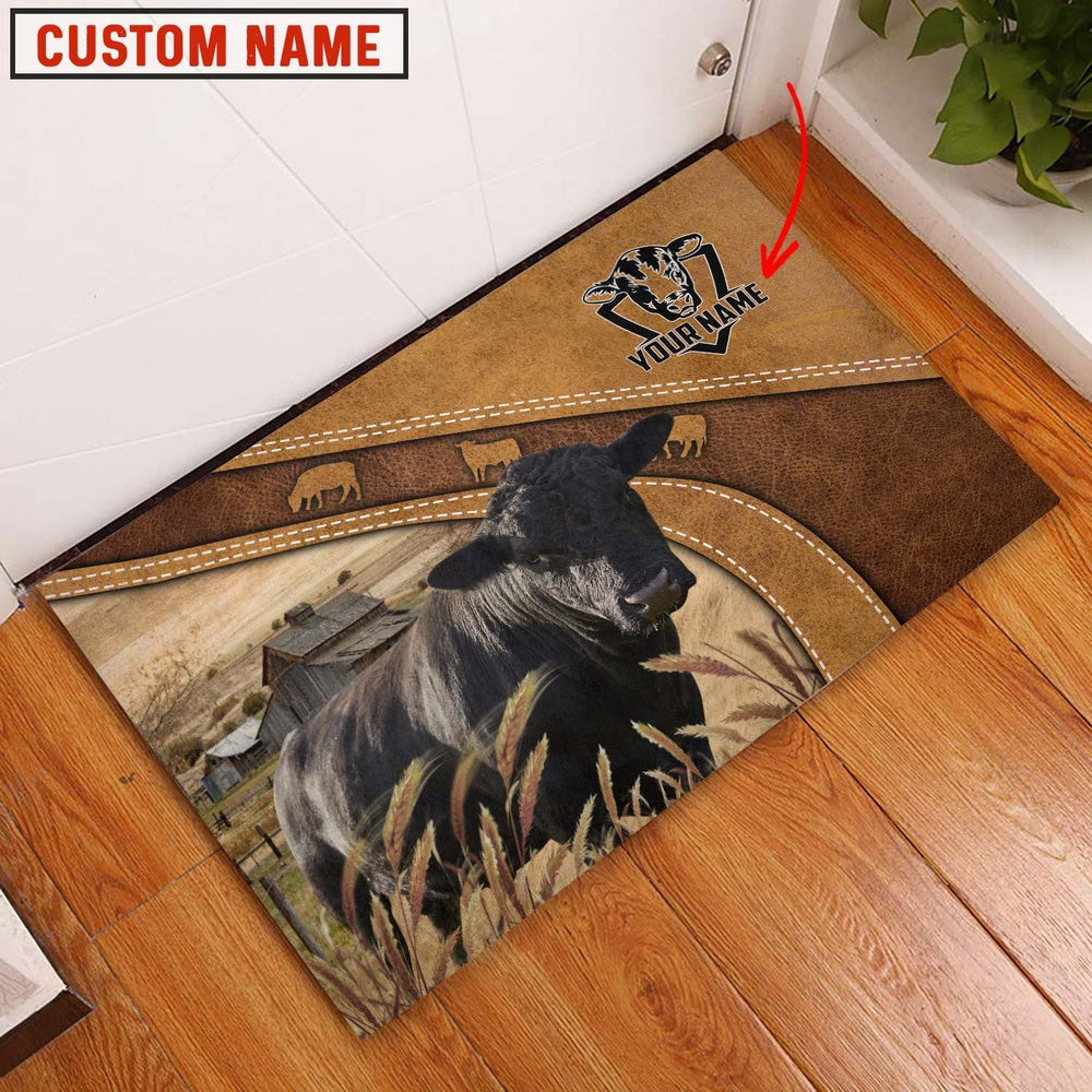Farm House Door Mat, Lowline Personalized Welcome Brown Doormat, Custom Welcome Mats