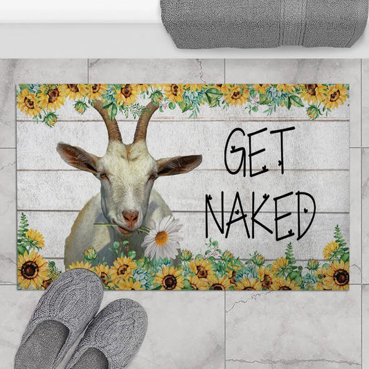 Farm House Door Mat, Saanen Get Naked Doormat, Custom Welcome Mats