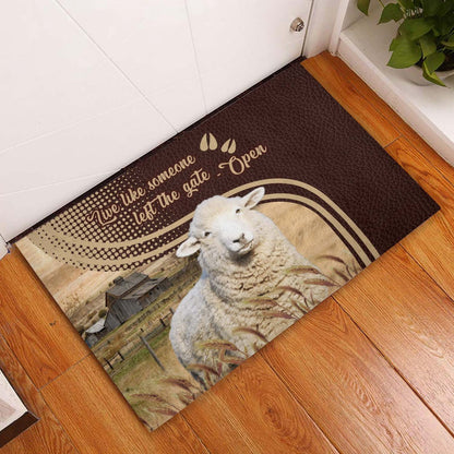 Farm House Door Mat, Sheep Live Like Someone Left The Gate Open Doormat, Custom Welcome Mats