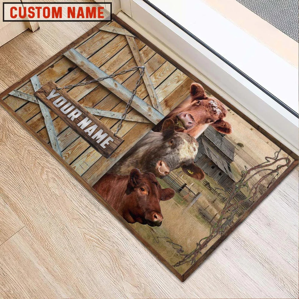 Farm House Door Mat, Shorthorn Barn Custom Name Doormat, Custom Welcome Mats