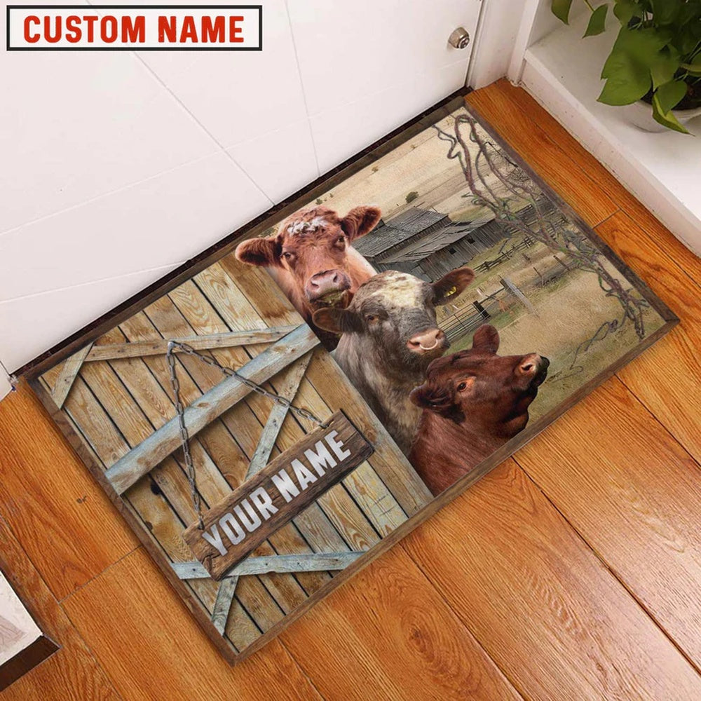 Farm House Door Mat, Shorthorn Barn Custom Name Doormat, Custom Welcome Mats