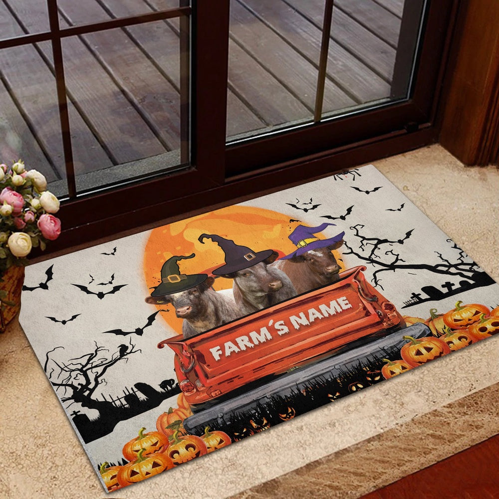 Farm House Door Mat, Shorthorn Custom Farm Name Halloween Doormat, Custom Welcome Mats