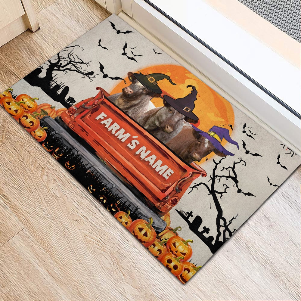 Farm House Door Mat, Shorthorn Custom Farm Name Halloween Doormat, Custom Welcome Mats