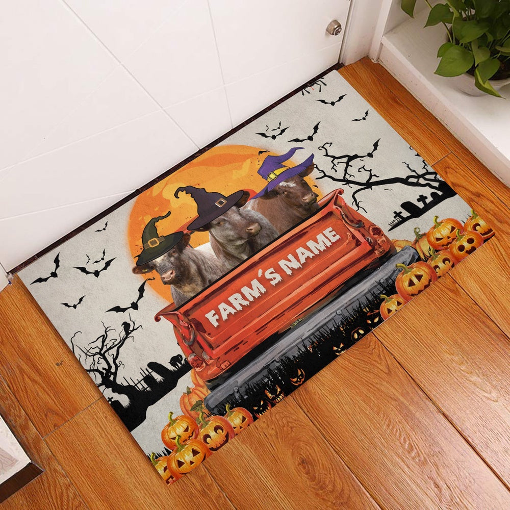 Farm House Door Mat, Shorthorn Custom Farm Name Halloween Doormat, Custom Welcome Mats