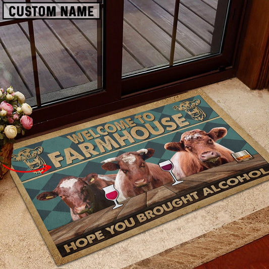 Farm House Door Mat, Shorthorn Hope You Bought Alcohol Custom Name Doormat, Custom Welcome Mats