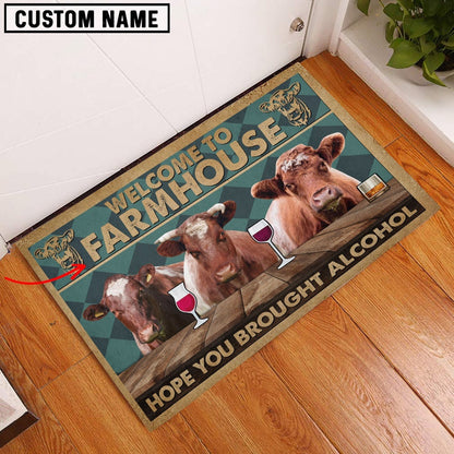 Farm House Door Mat, Shorthorn Hope You Bought Alcohol Custom Name Doormat, Custom Welcome Mats