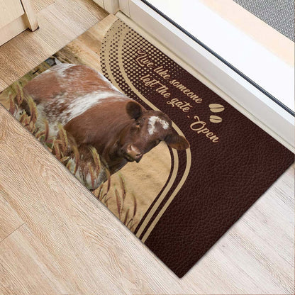 Farm House Door Mat, Shorthorn Live Like Someone Left The Gate Open Doormat, Custom Welcome Mats