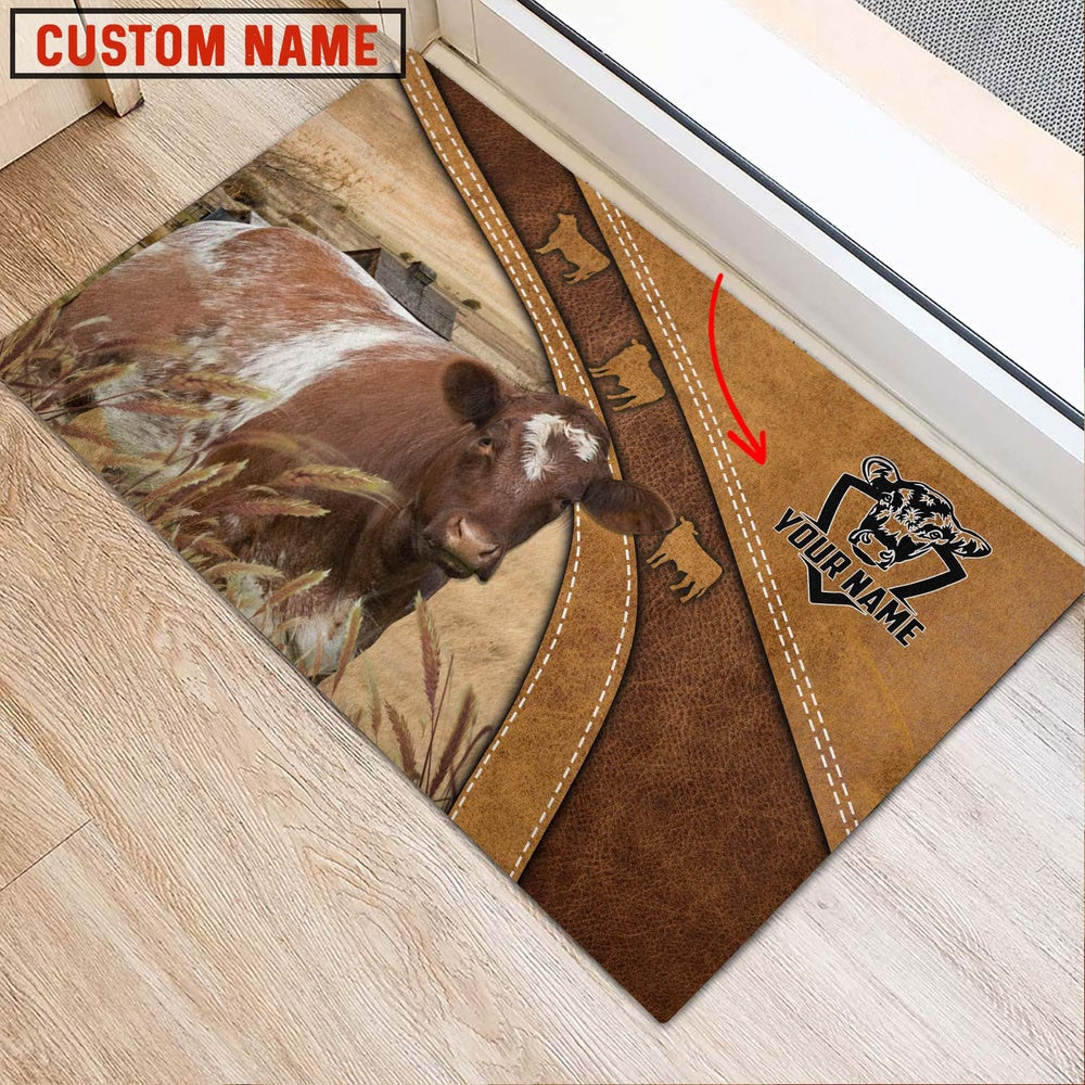 Farm House Door Mat, Shorthorn Personalized Welcome Doormat, Custom Welcome Mats