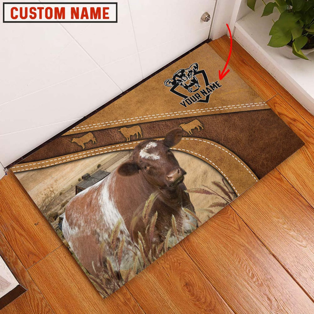 Farm House Door Mat, Shorthorn Personalized Welcome Doormat, Custom Welcome Mats