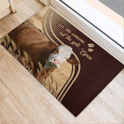 Farm House Door Mat, Simmental Live Like Someone Left The Gate Open Doormat, Custom Welcome Mats