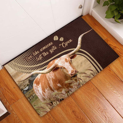 Farm House Door Mat, Texas Longhorn Live Like Someone Left The Gate Open Doormat, Custom Welcome Mats