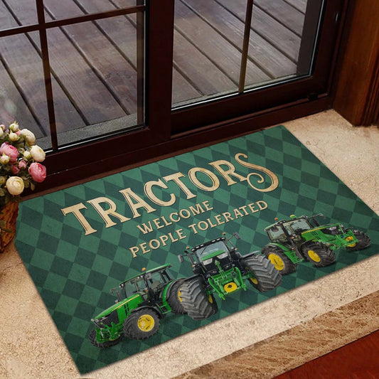 Farm House Door Mat, Tractor Welcome People Tolerated Doormat, Custom Welcome Mats
