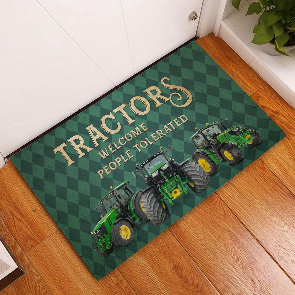 Farm House Door Mat, Tractor Welcome People Tolerated Doormat, Custom Welcome Mats