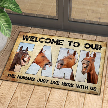 Farm House Door Mat, Welcome To Our Farm Horse Doormat, Custom Welcome Mats