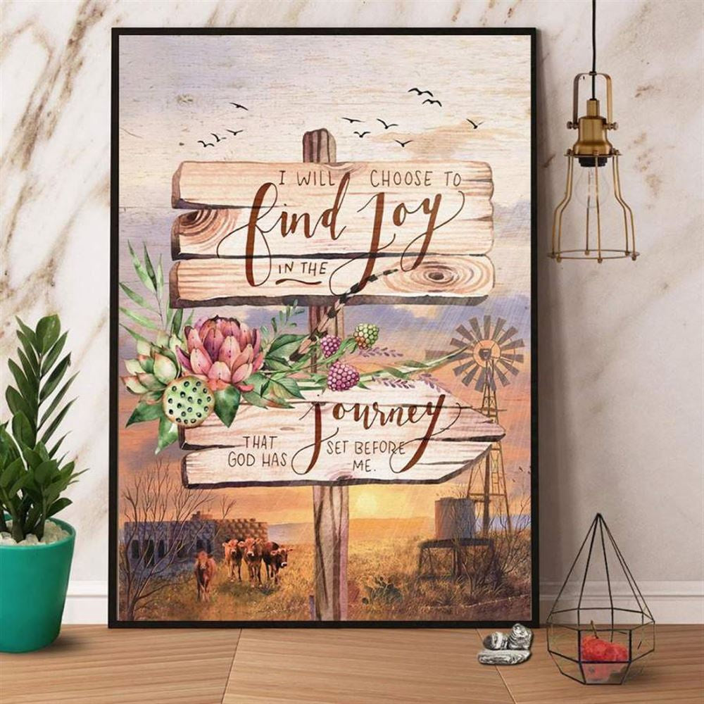 Farm I Will Choose To Find Joy In The Journey Canvas, Farm Canvas, Farm Art Decor