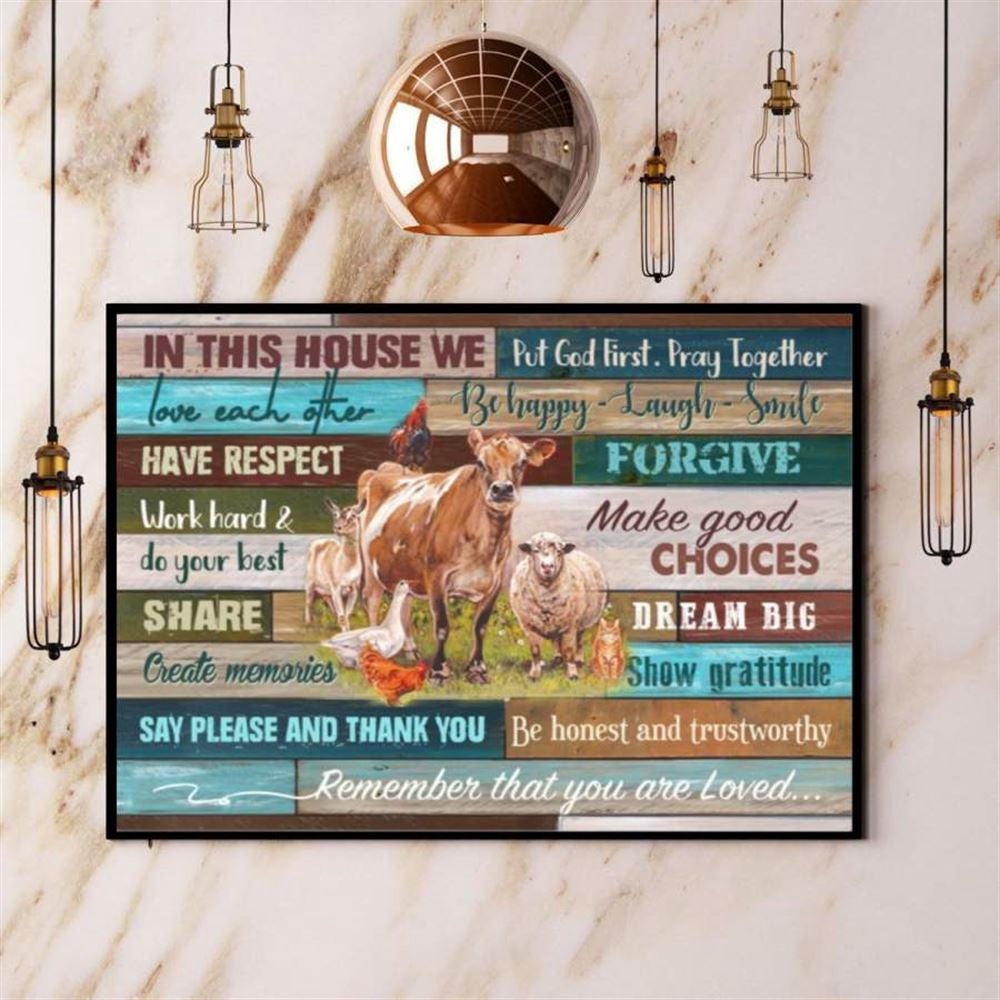 Farm In This House We Love Each Other Have Respect Work Hard Canvas, Farm Canvas, Farm Gift, Farm Home Decor