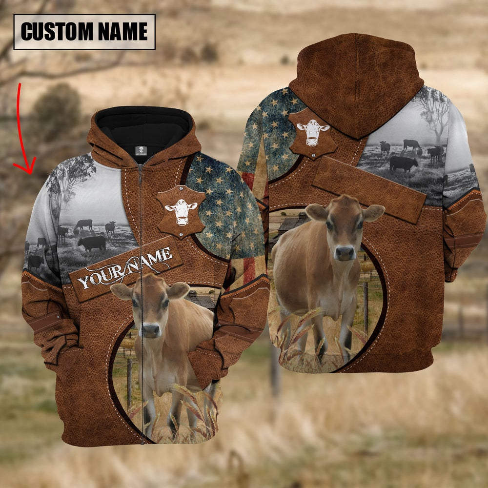 Farm Jersey American Leather Pattern 3D Custom Name Shirts, Farmer Hoodie, Custom Farm Shirts, Farmer T Shirt