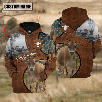 Farm Jersey American Leather Pattern 3D Custom Name Shirts, Farmer Hoodie, Custom Farm Shirts, Farmer T Shirt