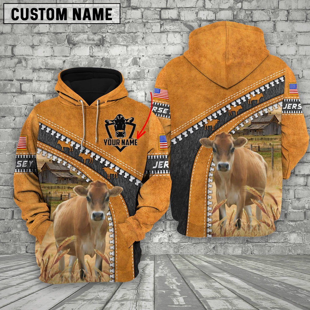 Farm Jersey Leather Zip Pattern Custom Name 3D Shirts, Farmer Hoodie, Custom Farm Shirts, Farmer T Shirt