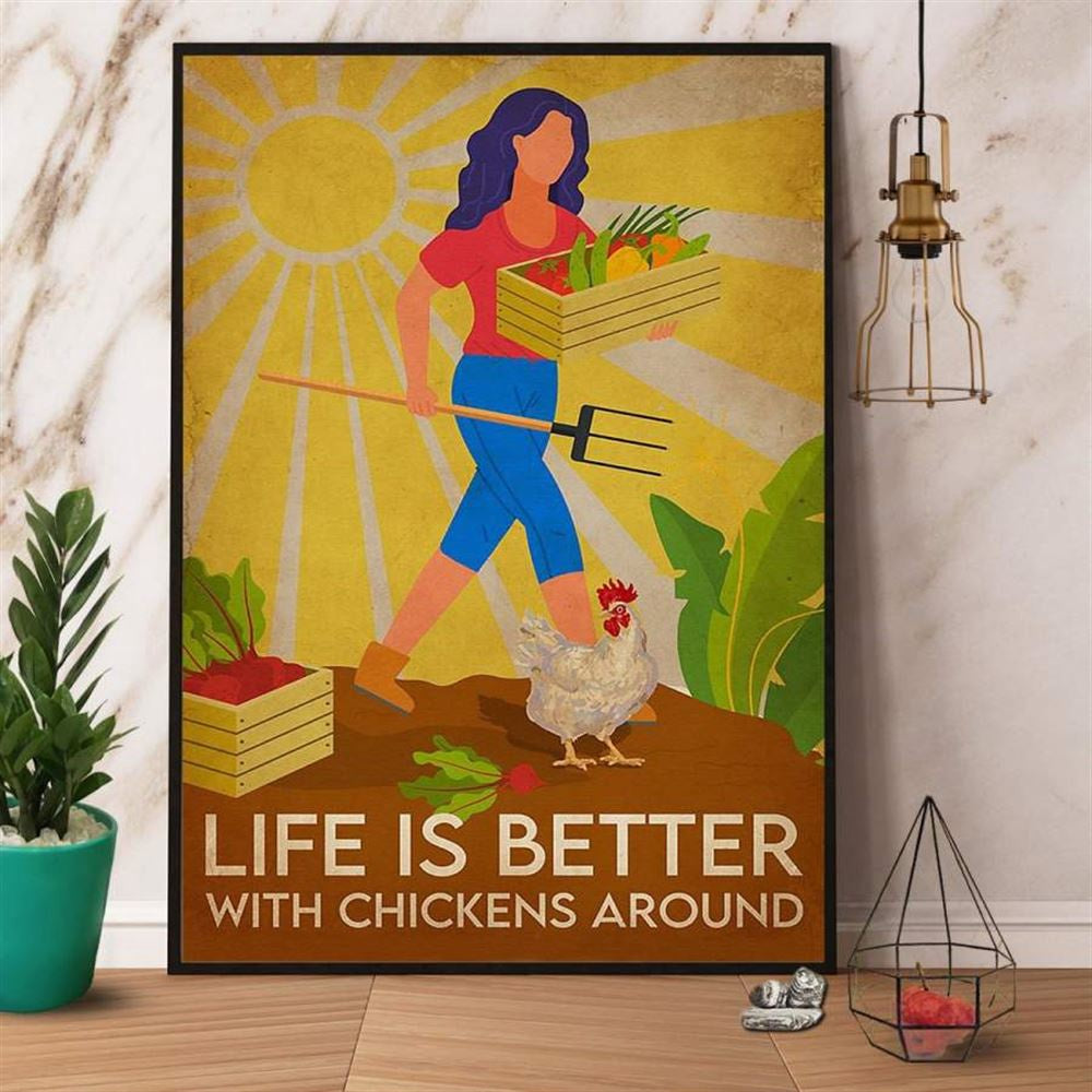 Farm Life Is Better With Chickens Around Canvas, Farm Canvas, Farm Art Decor