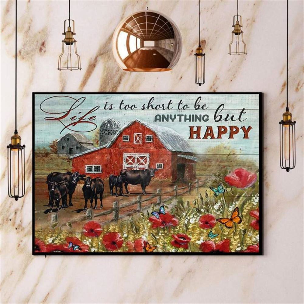Farm Life Is To Short To Be Anything But Happy Canvas, Farm Canvas, Farm Gift, Farm Home Decor