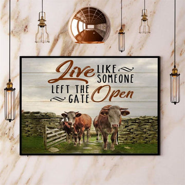 Farm Live Like Someone Left The Gate Open Cow Canvas, Farm Canvas, Farm Gift, Farm Home Decor