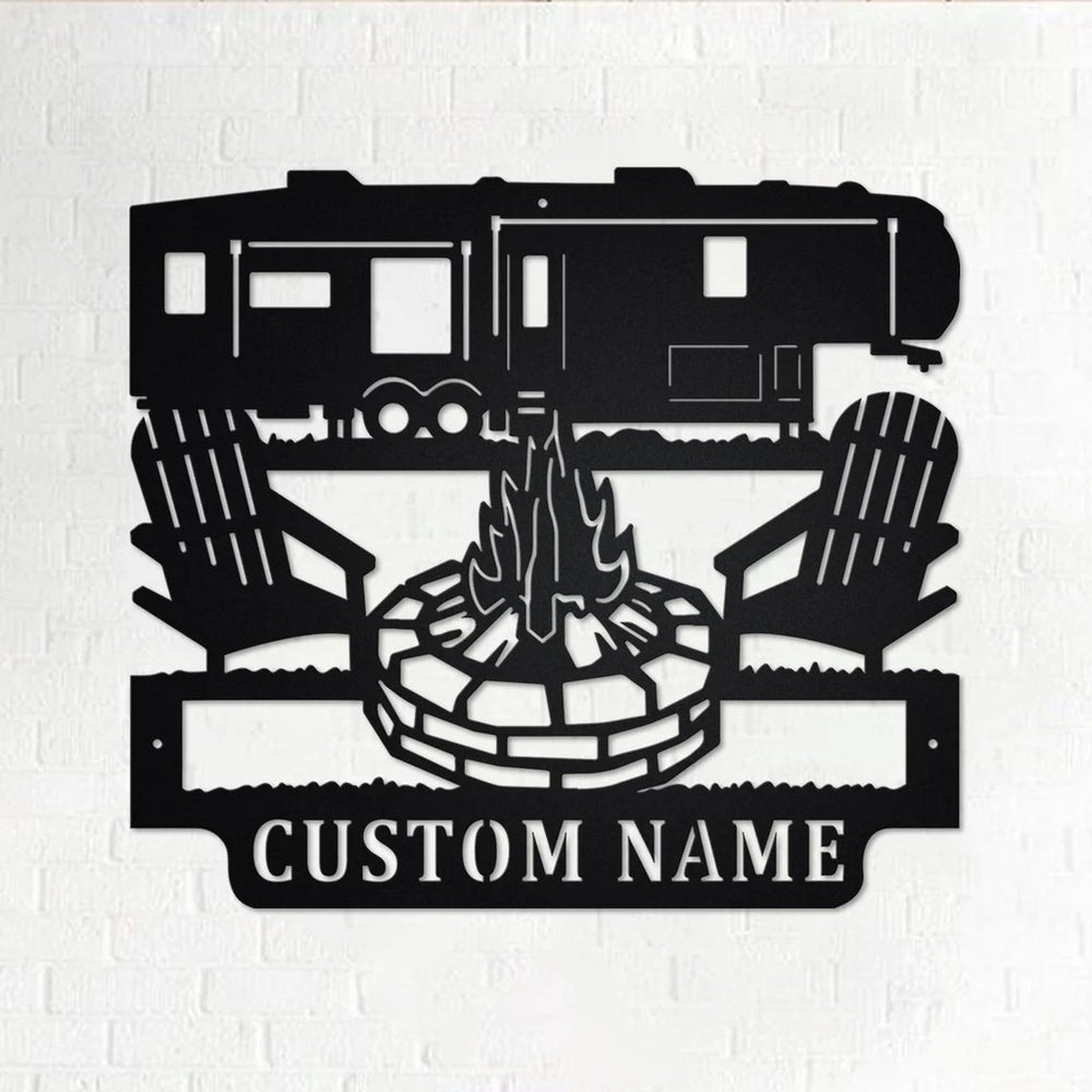 Farm Metal Sign, 5th Wheel Camper Metal Wall Art Personalized Metal Name Sign Campfire Camping Signs Decor