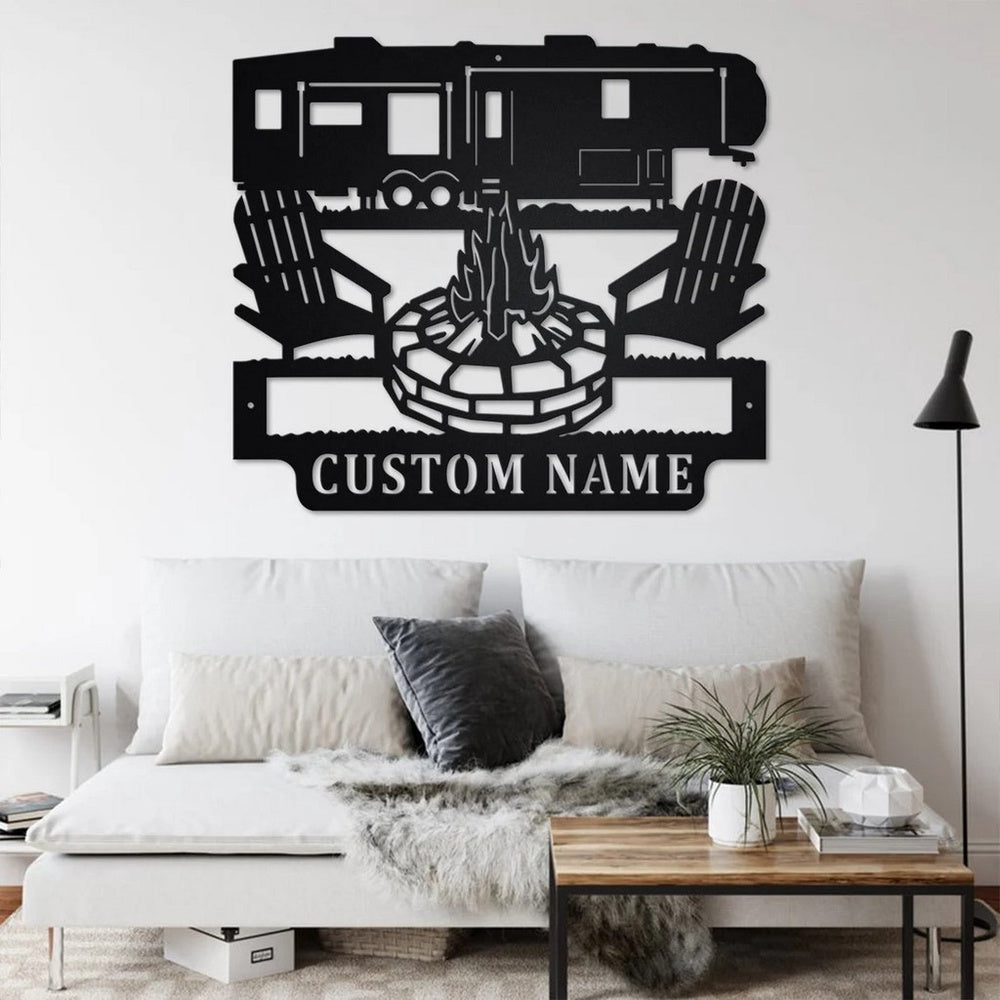 Farm Metal Sign, 5th Wheel Camper Metal Wall Art Personalized Metal Name Sign Campfire Camping Signs Decor