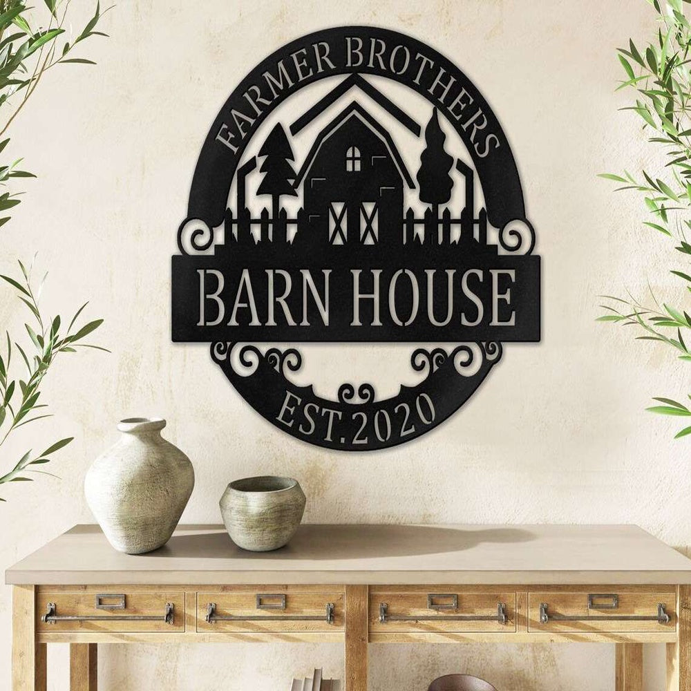 Farm Metal Sign, Barn House Personalized Metal Signs Rustic Entrance Farmhouse Decor