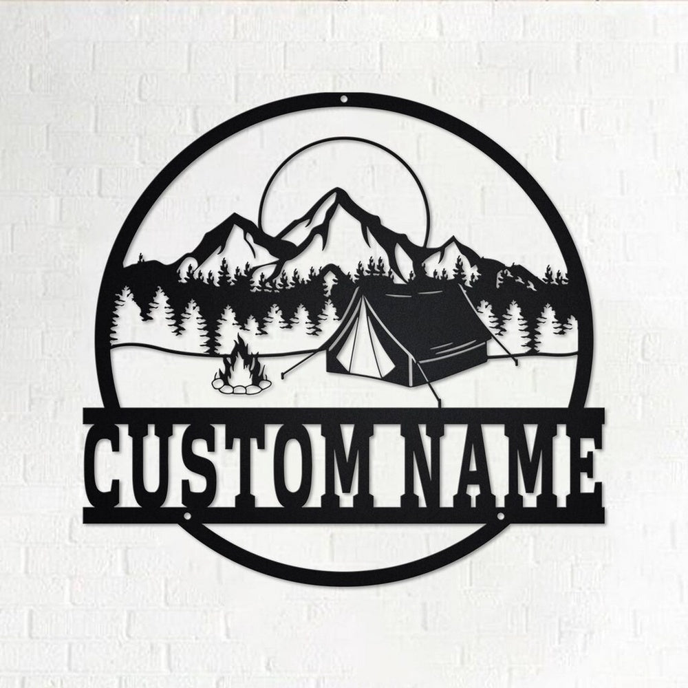 Farm Metal Sign, Camp Fire Metal Wall Art Personalized Metal Name Sign Camping Signs Decor Home