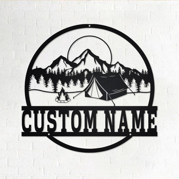 Farm Metal Sign, Camp Fire Metal Wall Art Personalized Metal Name Sign Camping Signs Decor Home