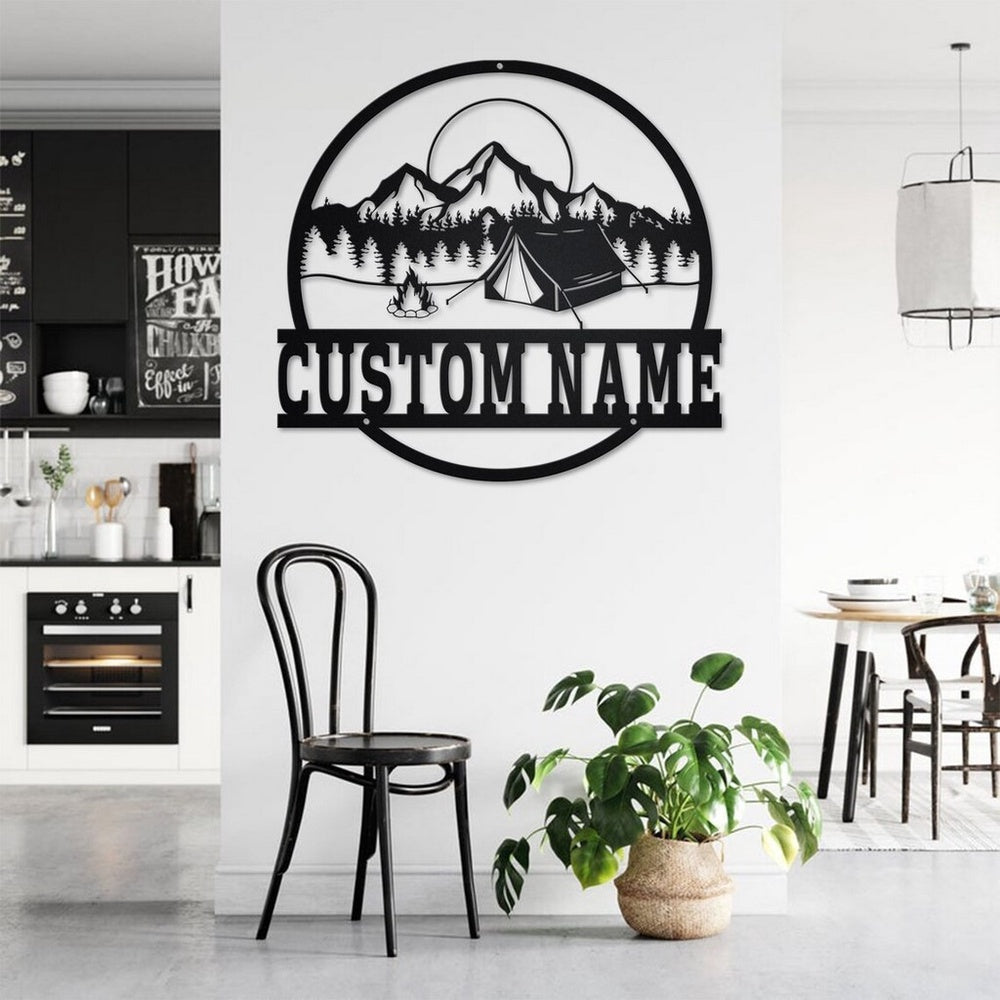 Farm Metal Sign, Camp Fire Metal Wall Art Personalized Metal Name Sign Camping Signs Decor Home
